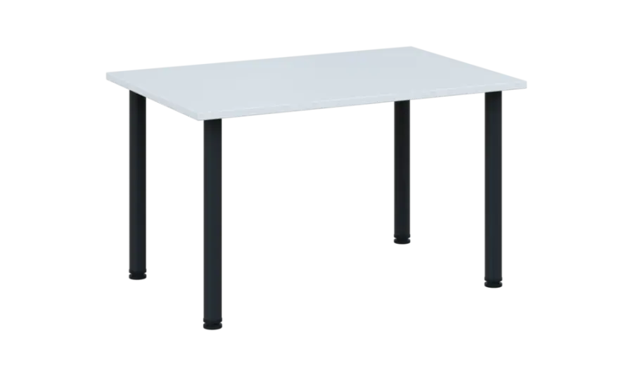 CRTR 120 jídelní stůl, kovová podnož černá, deska 25 mm, 1194x800 mm, bílá